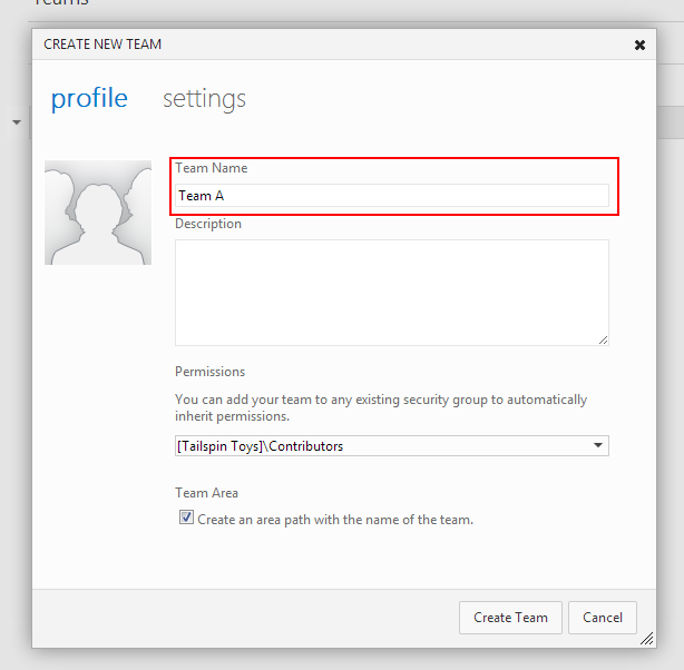 Teams - Create New Team