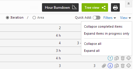 View Menu on the Product Backlog